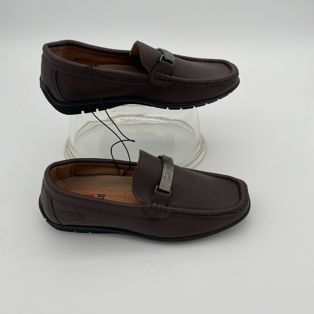 NWT UNLTD Brown Leather Driver Dress Loafers Boys Size 3‎ Ecko - Picture 6 of 9